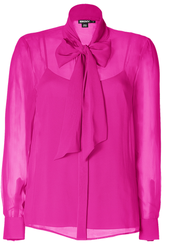 Silk Blouse with Tie Collar